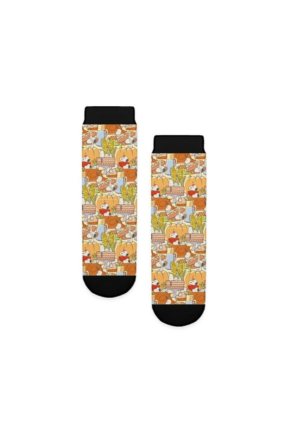 - Snoopy Thanksgiving Dinner Pattern - Unisex Novelty Printed Crew Kids Socks