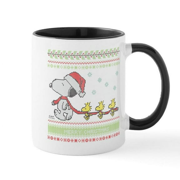 CafePress - Snoopy Ugly Christmas Mug - 11 oz Ceramic Mug - Novelty Coffee Tea Cup