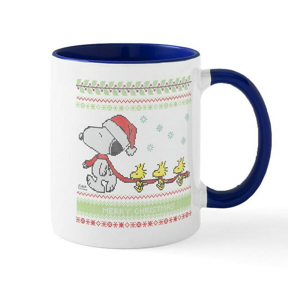 CafePress - Snoopy Ugly Christmas Mug - 11 oz Ceramic Mug - Novelty Coffee Tea Cup