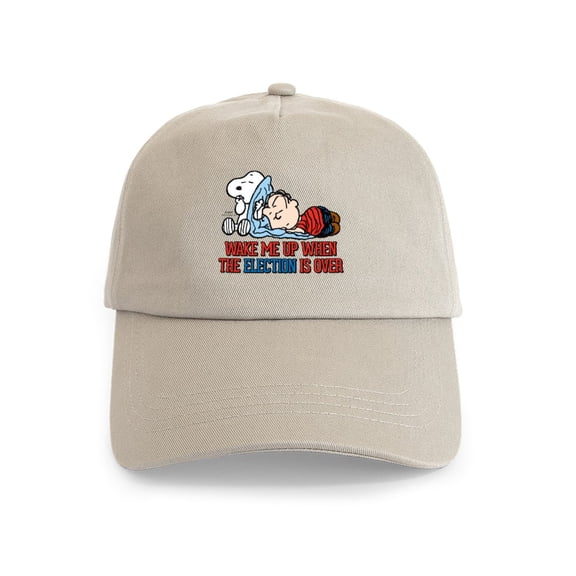 CafePress - Snoopy Wake Me Up Cap - Adjustable 100% Brushed Unisex Casual Cotton Baseball Cap, Beige, 1
