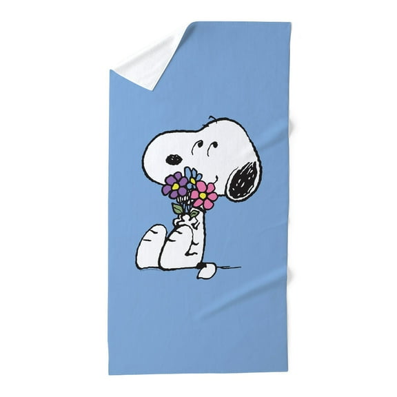 CafePress - Snoopy With A Flower Bouquet - Large Beach Towel, Soft 30"x60" Towel with Unique Design