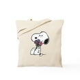 thumbnail image 1 of CafePress - Snoopy With A Flower Bouquet - Unisex Canvas Tote Bag, Beige, 1-Piece, 1 of 6