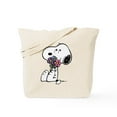 thumbnail image 1 of CafePress - Snoopy With A Flower Bouquet - Unisex Canvas Tote Bag, Beige, 1-Piece, 1 of 7