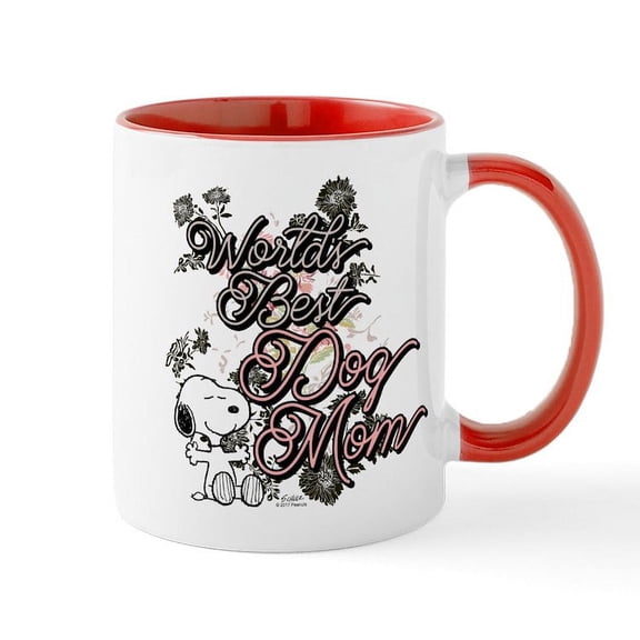 CafePress - Snoopy World's Best Dog Mom - 11 oz Ceramic Mug - Novelty Coffee Tea Cup