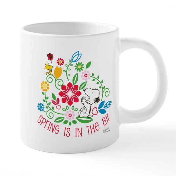 CafePress - Snoopyu Spring Is In The Air 20 Oz Ceramic Mega - 20 Oz White Ceramic Mega Mug