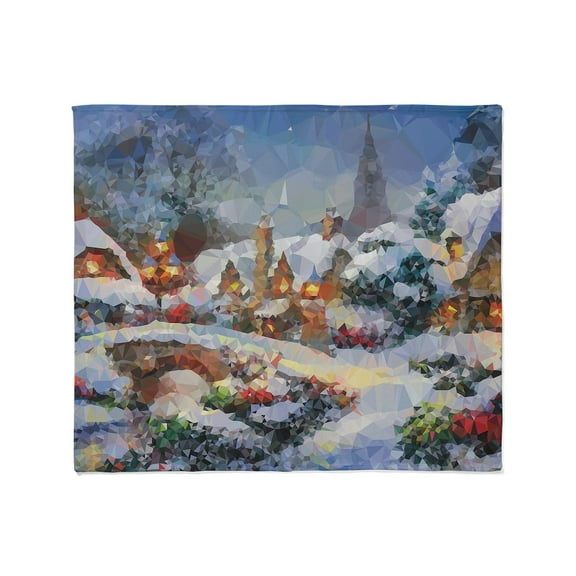 CafePress - Snow Christmas Village Low Poly Throw Blanket - Soft Fleece Throw Blanket, 50"x60" for All Ages