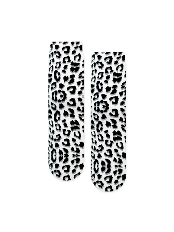 - Snow Leopard Print - Unisex Novelty Printed Crew Adult Socks