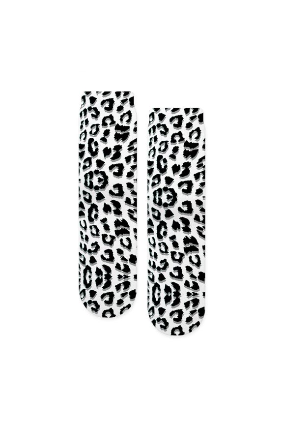 - Snow Leopard Print - Unisex Novelty Printed Crew Adult Socks