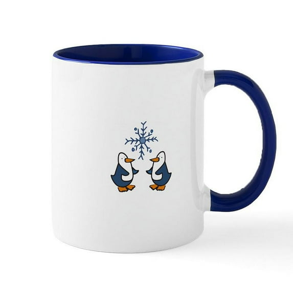 CafePress - Snowflake Penguins Mugs - 11 oz Ceramic Mug - Novelty Coffee Tea Cup
