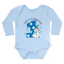 CafePress - Snowman 1St Birthday Long Sleeve Infant Bodysuit - Long Sleeve Cotton Baby Bodysuit