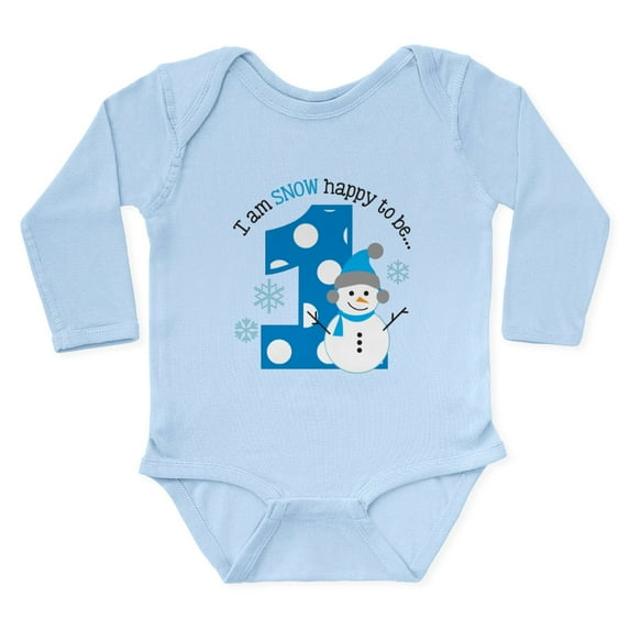 CafePress - Snowman 1St Birthday Long Sleeve Infant Bodysuit - Long Sleeve Cotton Baby Bodysuit