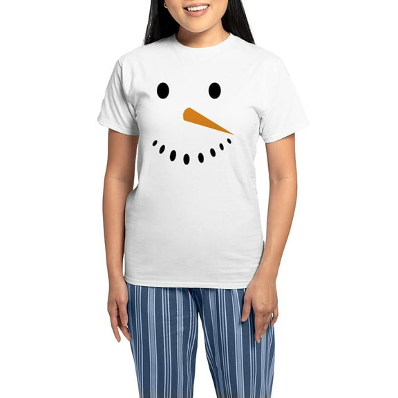 CafePress - Snowman'S Face Pajamas - Women's Short Sleeve Print T-Shirt and Pants Light Cotton Pajama Set