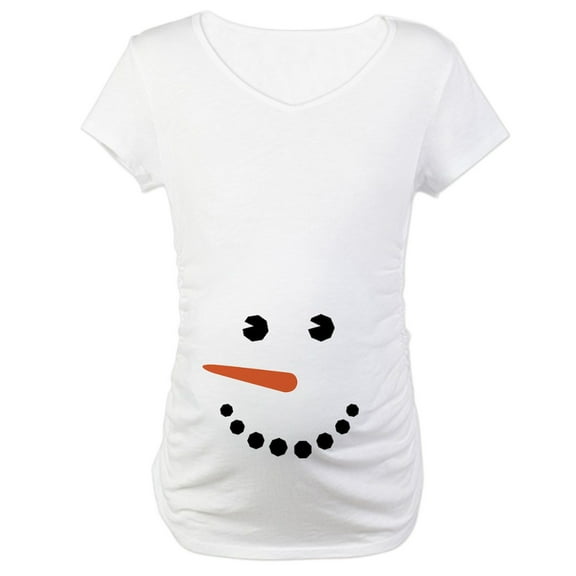 CafePress - Snowman Belly Funny Maternity T Shirt - Cotton Maternity T-shirt, Cute & Funny Pregnancy Tee