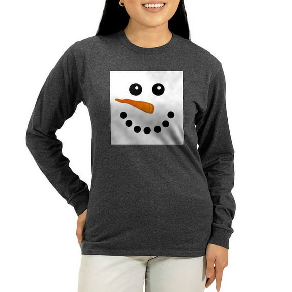 CafePress - Snowman Face Long Sleeve T Shirt - Women's Long Sleeve Graphic Tee Casual Fit