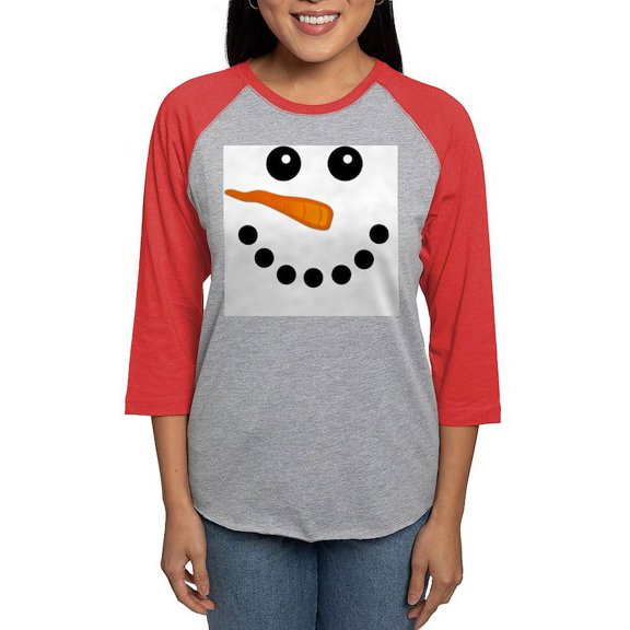 CafePress - Snowman Face Long Sleeve T Shirt - Womens Baseball Tee