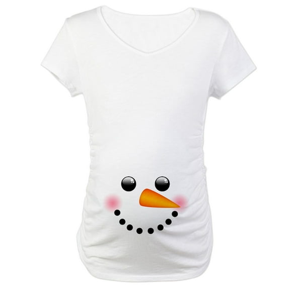 CafePress - Snowman Face Maternity T Shirt - Cotton Maternity T-shirt, Cute & Funny Pregnancy Tee