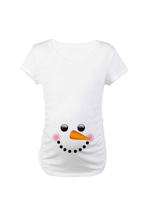 - Snowman Face Maternity T Shirt - Cotton Maternity T-shirt, Cute & Funny Pregnancy Tee