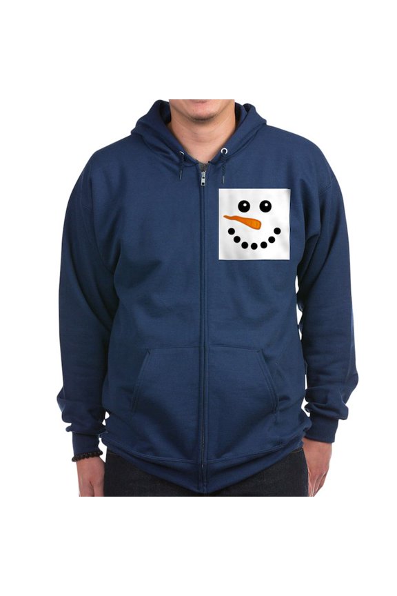 - Snowman Face Sweater Sweatshirt - Zip Hoodie, Classic Hooded Sweatshirt with Metal Zipper