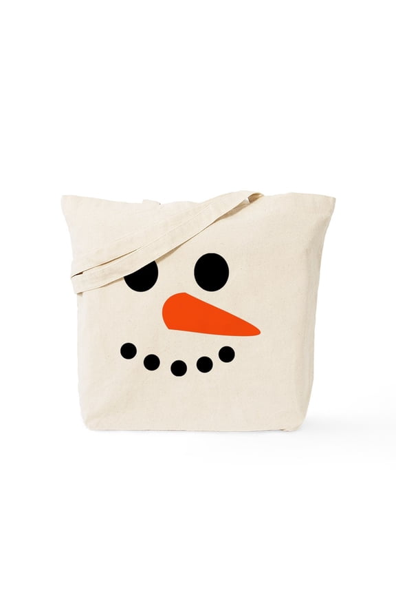 - Snowman Face Tote Bag - Unisex Canvas Tote Bag, Beige, 1-Piece