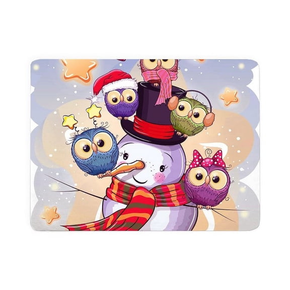 CafePress - Snowman & Owls - Large Sherpa Fleece Throw Blanket 80" x 60"