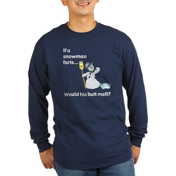 CafePress - Snowmanfart Long Sleeve T Shirt - Long Sleeve Dark T-Shirt