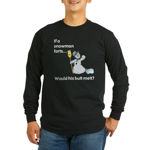 CafePress - Snowmanfart Long Sleeve T Shirt - Long Sleeve Dark T-Shirt