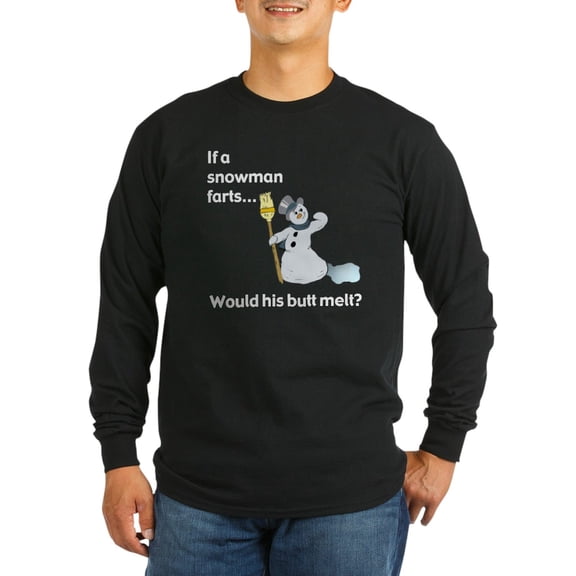 CafePress - Snowmanfart Long Sleeve T Shirt - Long Sleeve Dark T-Shirt