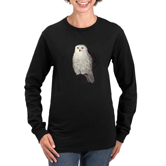 CafePress - Snowy Owl Long Sleeve T Shirt - Women's Long Sleeve Graphic Tee Casual Fit