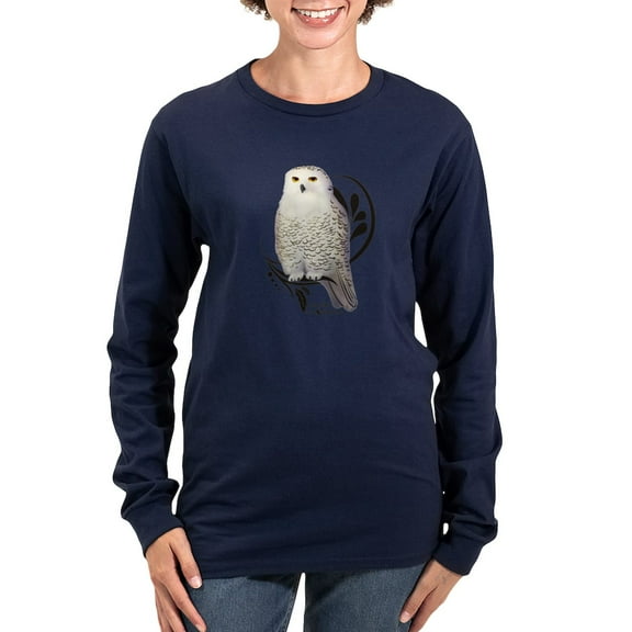 CafePress - Snowy Owl Long Sleeve T Shirt - Women's Long Sleeve Graphic Tee Casual Fit