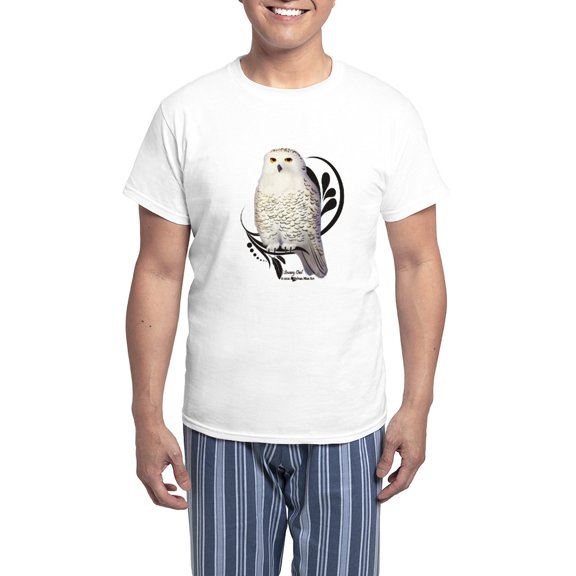 CafePress - Snowy Owl Men's Light Pajamas - Men's Light Loose Fit Cotton Pajama Set