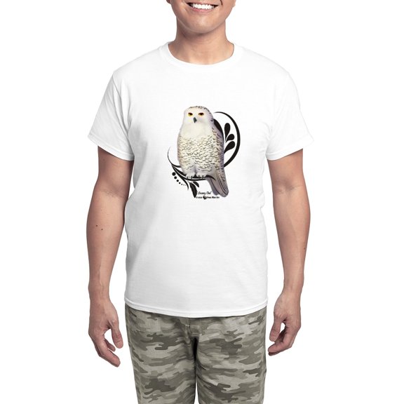 CafePress - Snowy Owl Men's Light Pajamas - Men's Light Loose Fit Cotton Pajama Set