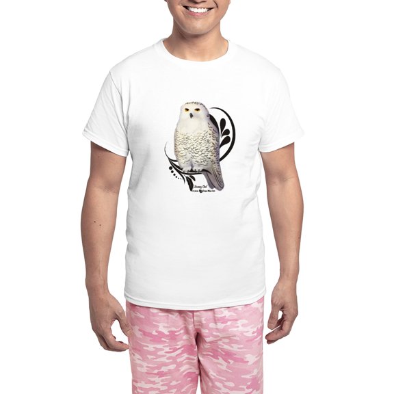 CafePress - Snowy Owl Men's Light Pajamas - Men's Light Loose Fit Cotton Pajama Set