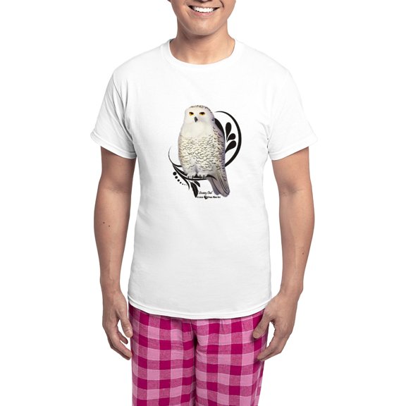 CafePress - Snowy Owl Men's Light Pajamas - Men's Light Loose Fit Cotton Pajama Set