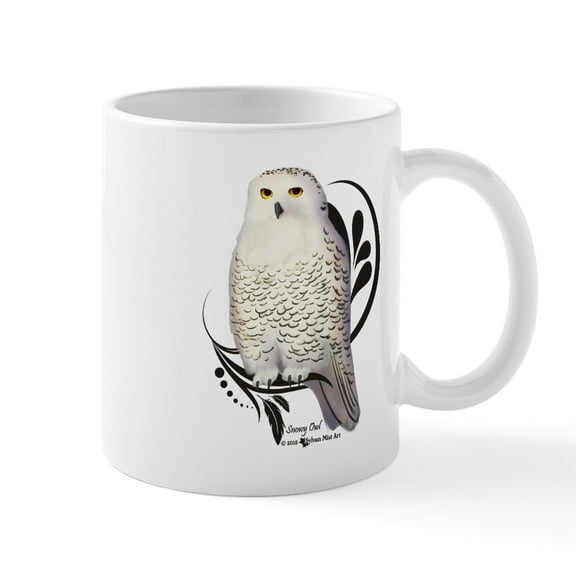 CafePress - Snowy Owl Mugs - 11 oz Ceramic Mug - Novelty Coffee Tea Cup