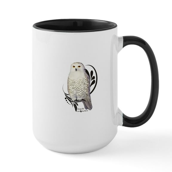 CafePress - Snowy Owl Mugs - 15 oz Ceramic Large White Novelty Mug