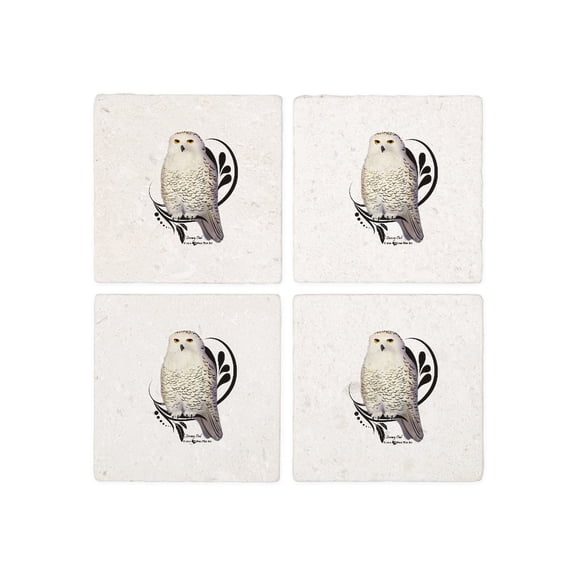CafePress - Snowy Owl - Tile Coaster, Drink Coaster Set of 4