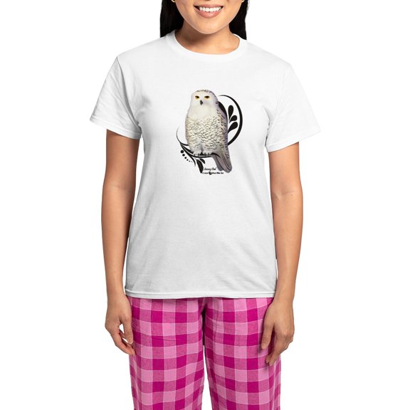 CafePress - Snowy Owl Women's Light Pajamas - Women's Short Sleeve Print T-Shirt and Pants Light Cotton Pajama Set