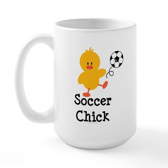CafePress - Soccer Chick Large Mug - 15 oz Ceramic Large White Novelty Mug