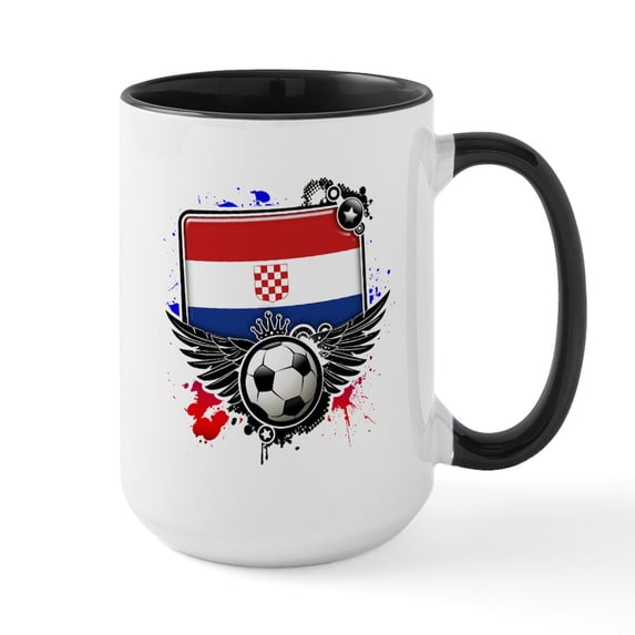 CafePress - Soccer Fans Croatia Mugs - 15 oz Ceramic Large White Novelty Mug