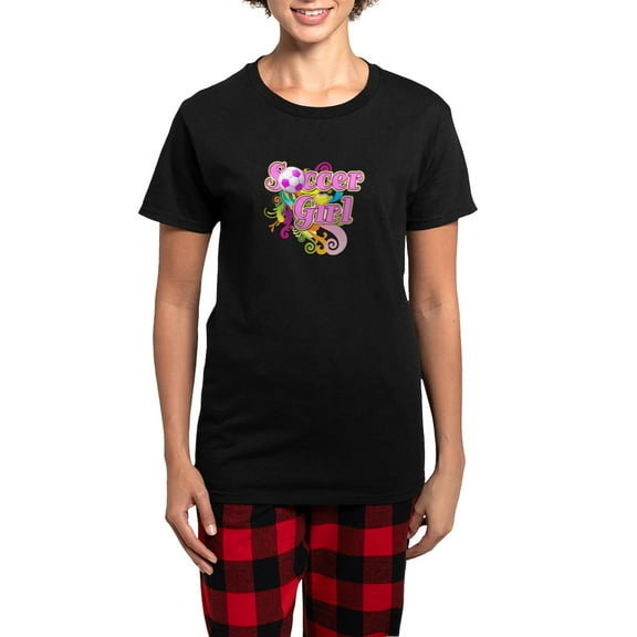 CafePress - Soccer Girl Women's Dark Pajamas - Women's Short Sleeve Print T-Shirt and Pants Dark Cotton Pajama Set