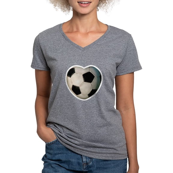 CafePress - Soccer Love Women's V Neck Dark T Shirt - Women's V-Neck Dark T-Shirt