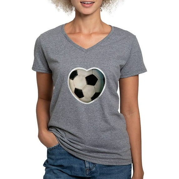 CafePress - Soccer Love Women's V Neck Dark T Shirt - Women's V-Neck Dark T-Shirt