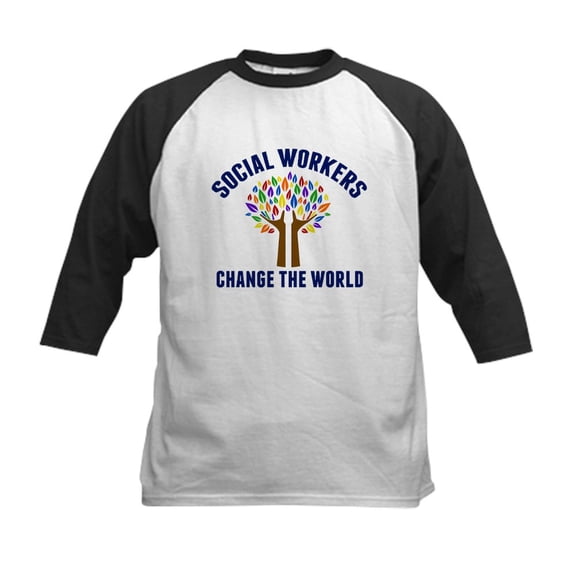 CafePress - Social Work Quote Kids Baseball T Shirt - Kids Cotton Baseball Jersey, 3/4 Sleeve Shirt
