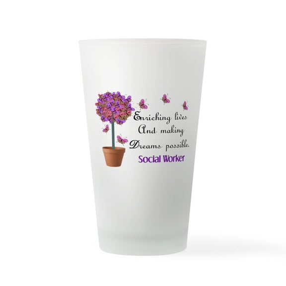 CafePress - Social Worker Butterfly Tree - Pint Glass, Drinking Glass, 16 oz. CafePress