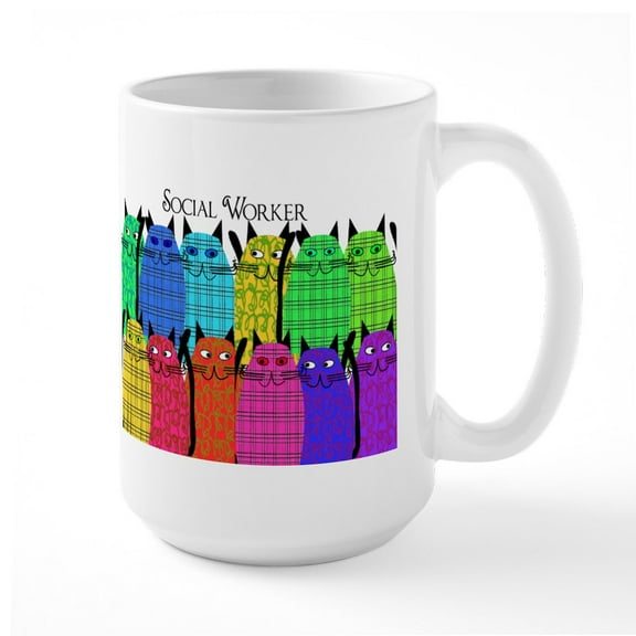 CafePress - Social Worker Cats Horizi Blanket Large Mug - 15 oz Ceramic Large White Novelty Mug