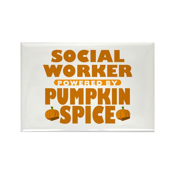 CafePress - Social Worker Powered By Pumpkin Spice Rectangle M - Rectangle Magnet, 2"x3" Refrigerator Magnet