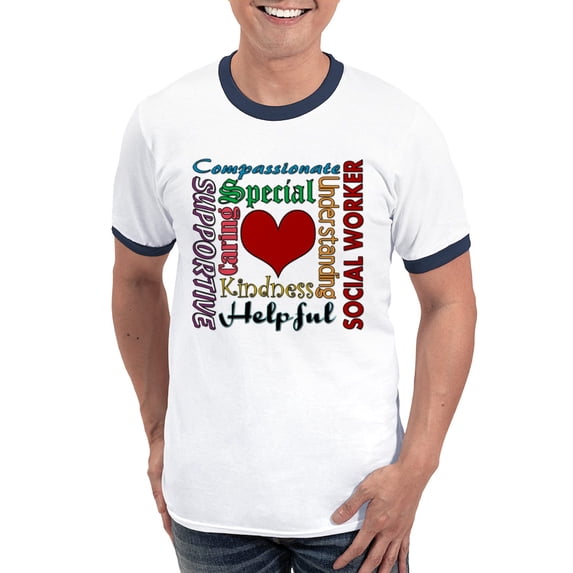 CafePress - Social Worker T Shirt - 100% Cotton Ringed T-Shirt
