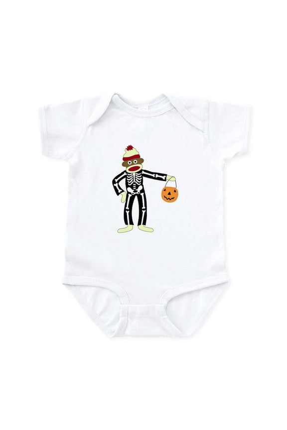 - Sock Monkey Halloween Skeleton Infant Bodysuit - Baby Light Bodysuit, Size Newborn - 24 Months