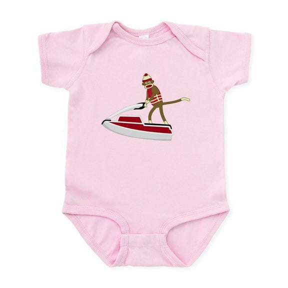 CafePress - Sock Monkey Jet Ski Infant Bodysuit - Baby Light Bodysuit, Size Newborn - 24 Months