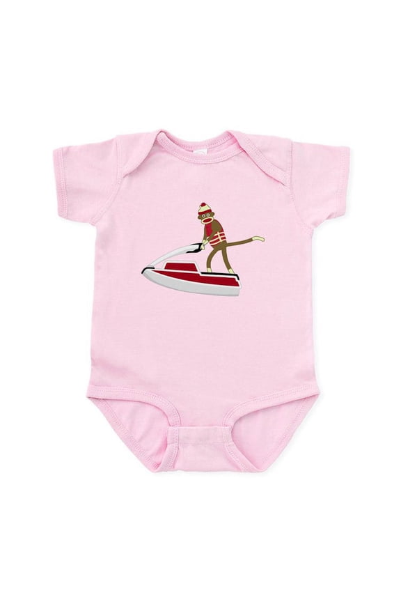 - Sock Monkey Jet Ski Infant Bodysuit - Baby Light Bodysuit, Size Newborn - 24 Months